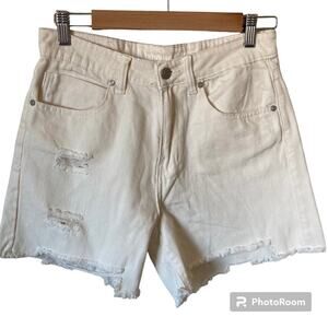 Organic Blue Distressed Off White Cotton Shorts Size 9